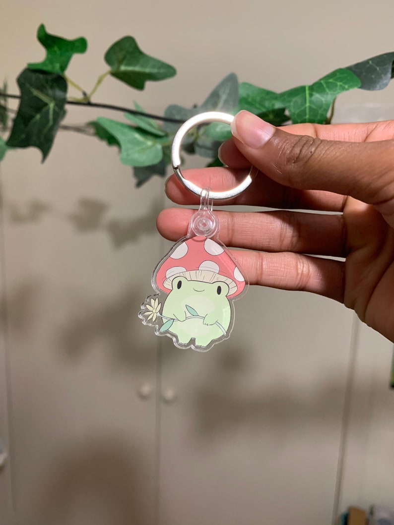 Cute Mushroom Froggy Keychain Etsy