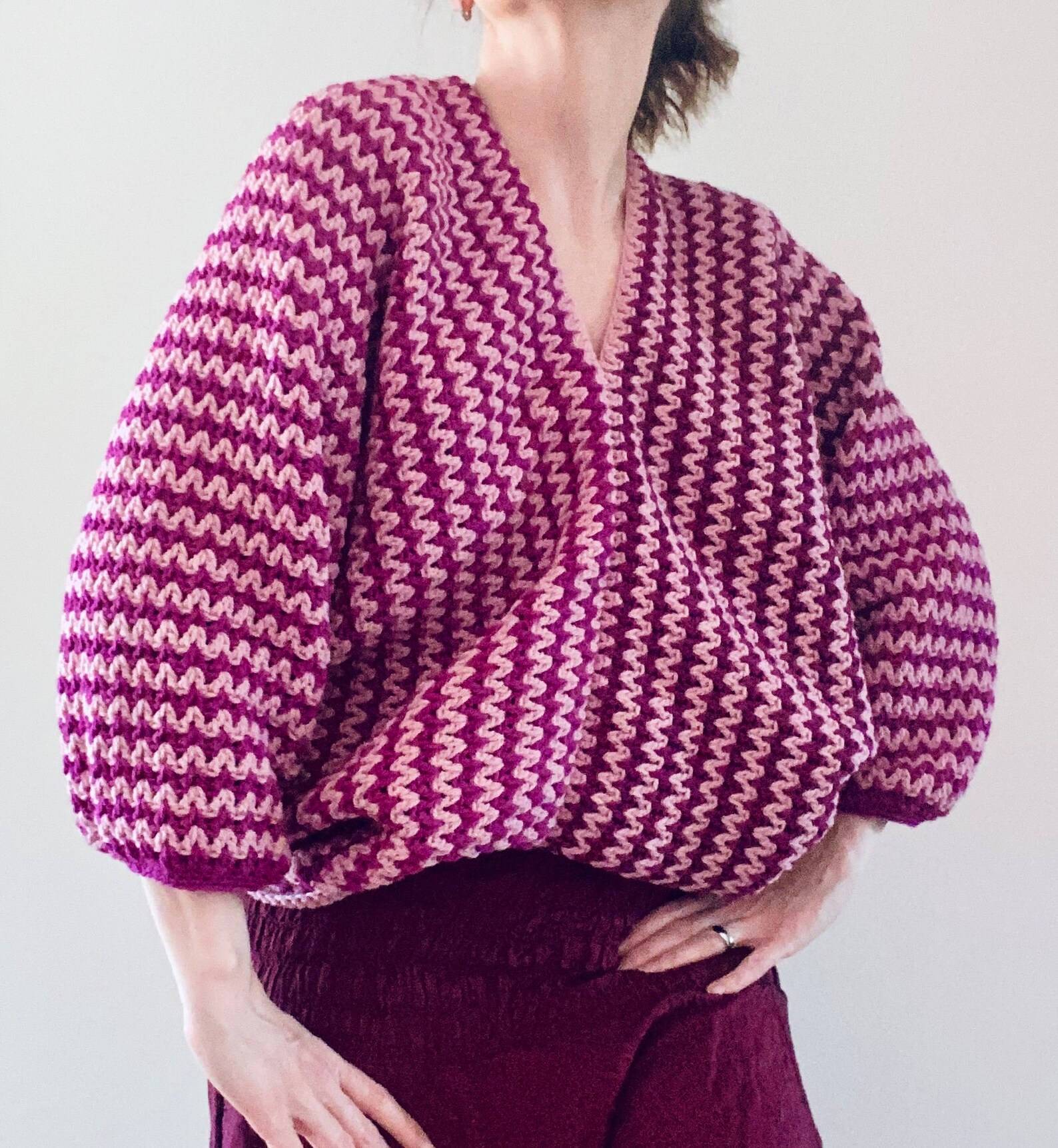 Zig Zag Crochet Cropped Jumper