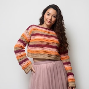 Peach and Cream Crochet Crop Top Pattern