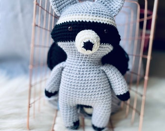 Crochet Amigurumi Raccoon Pattern.