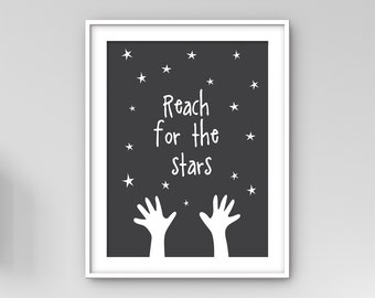 Reach for the Stars Nursery Printable Nursery Wall Art Kids - Etsy