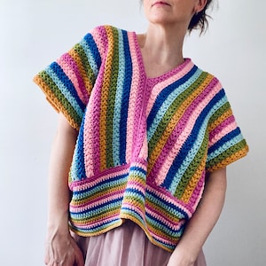 Crochet Rainbow Star Stitch Top Pattern
