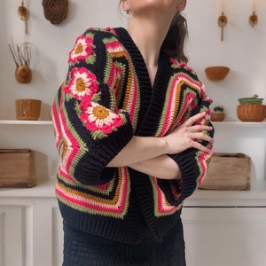 Boho Chic Granny Square Hexagon Cardigan Pattern