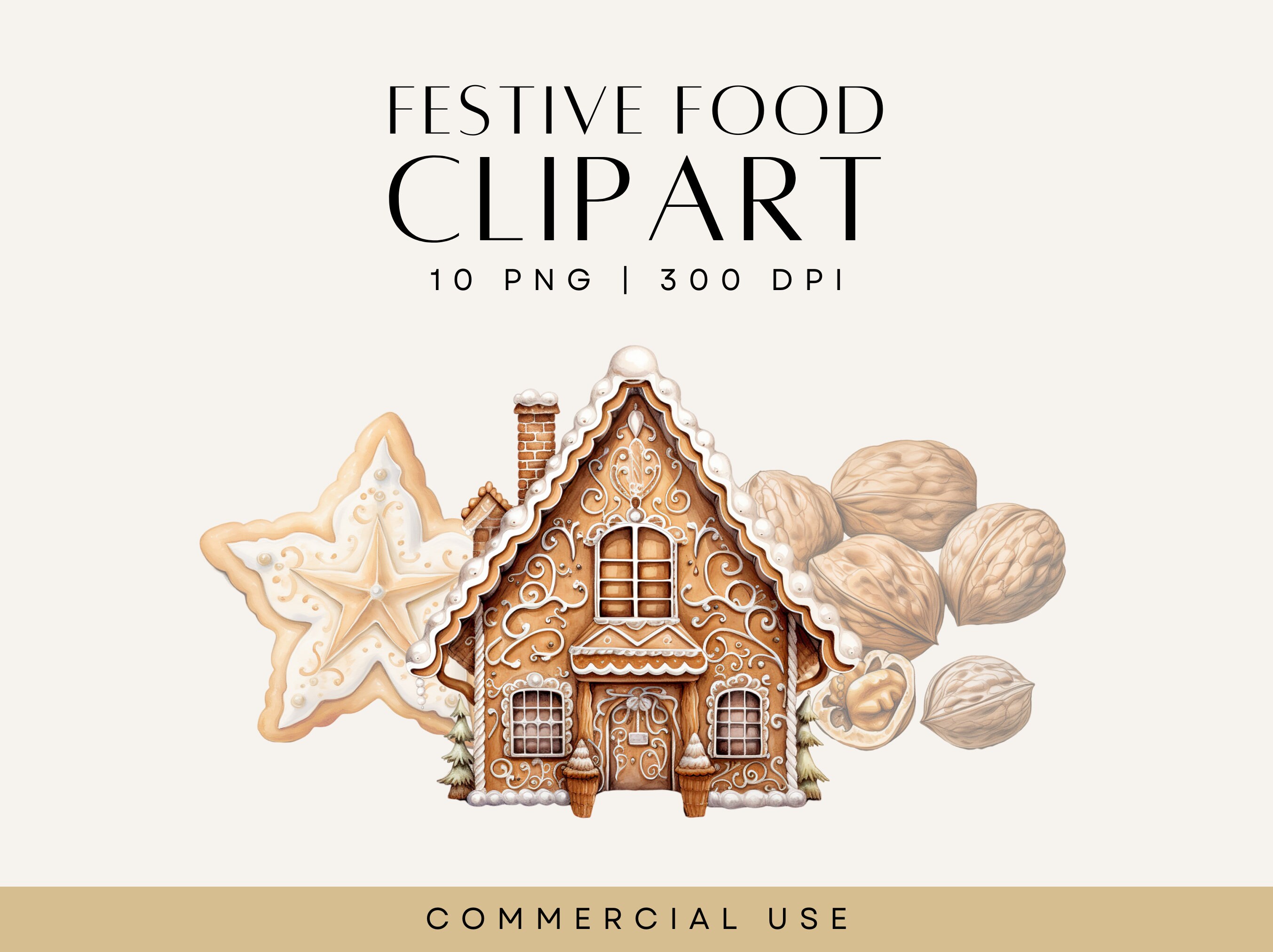 Christmas Clipart Gingerbread House Cookies Xmas Clipart - Etsy