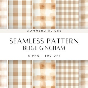 Vichy beige et blanc Texture Clipart, vérifier les arrière-plans, motif sans couture, clipart PNG, tout usage commercial, papier numérique Pastel Vichy