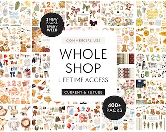 Whole Store Bundle Clipart, All Access Clip Art Pass, Entire Shop, Ultimate PNG Bundle, Commercial Use, License Included, Past And Future