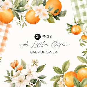 Little Cutie Clipart, Watercolor Orange Clipart, A Little Cutie Is On The Way, Citrus Clip Art, Greenery, Commercial Use, Transparent PNG