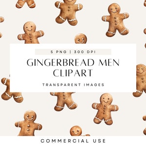 Printable Lebkuchen Mann Clipart, niedlicher Weihnachtsplätzchen, Party Einladung, Weihnachtsclipart, Lebkuchen, neutrales Aquarell, Boho Design