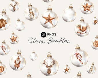 Holiday Ornament Clipart, Christmas Decoration Bundle, Neutral, Rustic Invite, Xmas Christmas Ornaments, Wedding Invites, Commercial Use