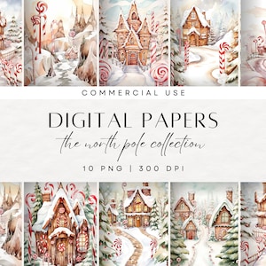 Carta digitale natalizia pastello, carta per diario spazzatura Ephemera digitale, casa di pan di zenzero, albero di Natale innevato, Mega Bundle, uso commerciale, Boho