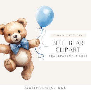 Beer met ballonnen clipart, vliegende beer, vintage teddybeer, babyshower clipart, schattige teddy clipart, digitale downloads, commercieel gebruik