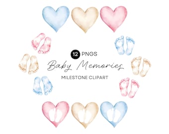 Baby Feet In Heart Clipart, Watercolor Hearts, Gender Neutral, Pink Baby Girl, Blue Baby Boy, Baby Shower, Commercial Use, Transparent PNG