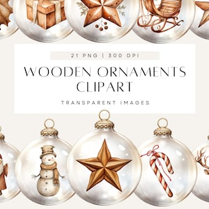 Clipart décoration de Noël, lot de décorations de Noël, neutre, faire-part rustique, décorations de Noël de Noël, faire-part de mariage, usage commercial