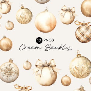 Holiday Ornament Clipart, Neutral Christmas Bauble, Xmas Clip Art, Decoration PNG, Watercolor Invite, Transparent Background, Commercial Use
