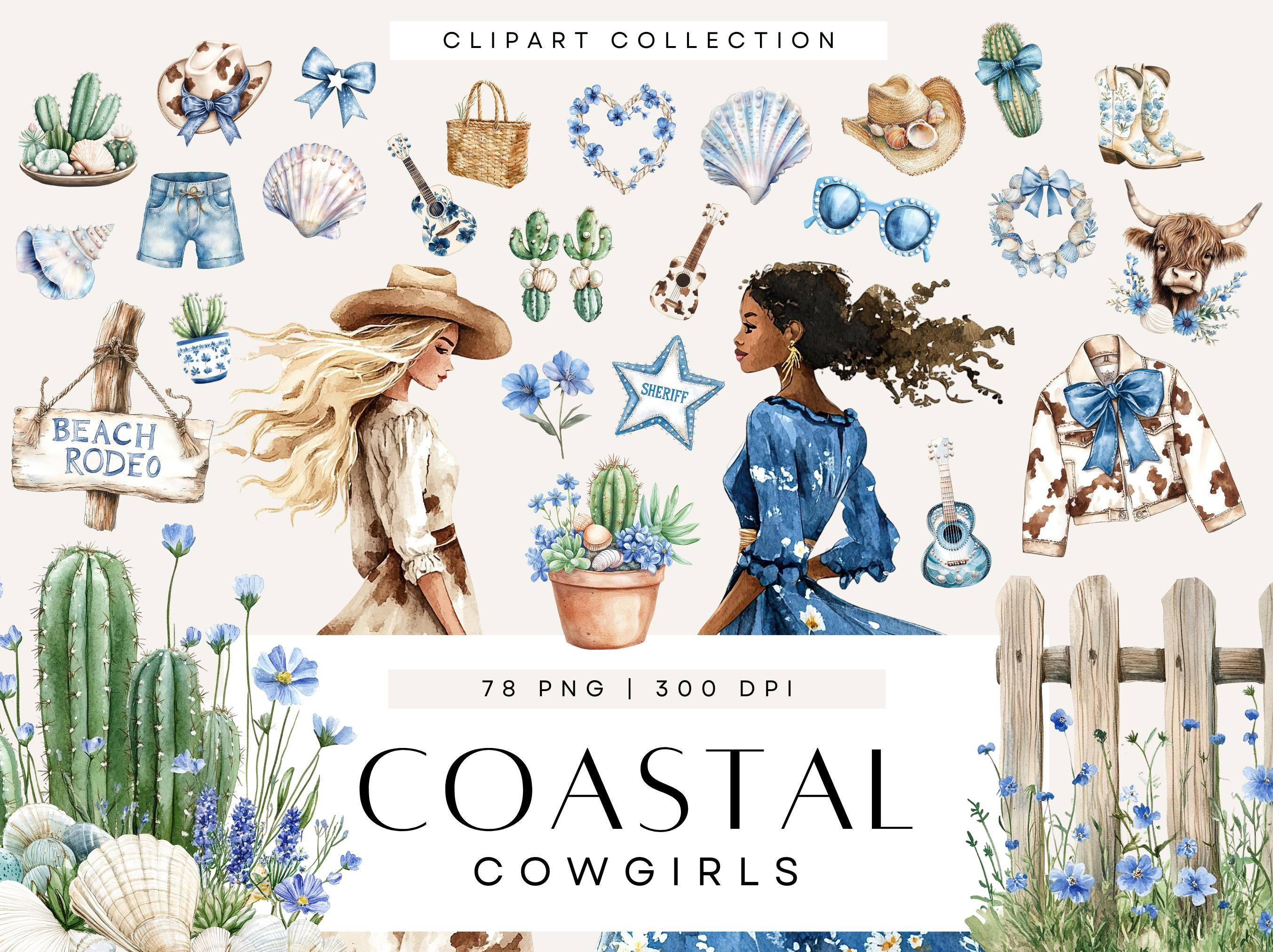 Cowgirl Bachelorette Clipart, Cowgirls and Cocktails, Coastal Cowgirl Clip Art, Disco Cowgirl, Watercolor Invite Clipart, Commercial Use