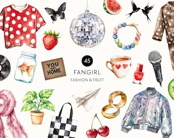 Girly Aesthetic Stickers, Ultimate Fan Edit, Music Popstar Singer, Pop Icon, Fangirl Clipart, Transparent Digital Download, Commercial Use