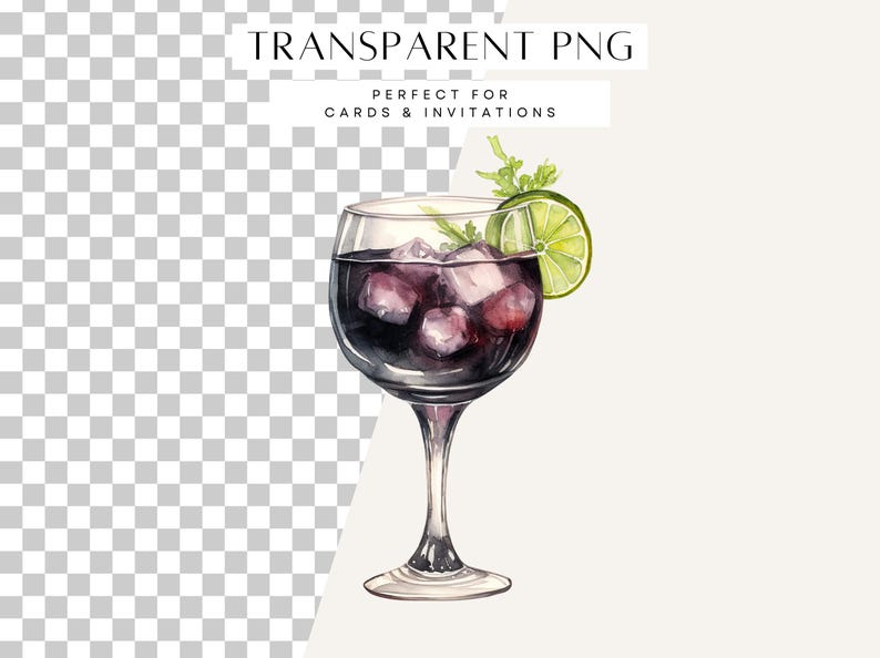 Halloween Cocktail Clipart, Akvarell Läskiga Festdrinkar, Spöklik Säsong, Lila och Orange Glas, Transparent Barmeny PNG, Kommersiellt Bruk bild 2