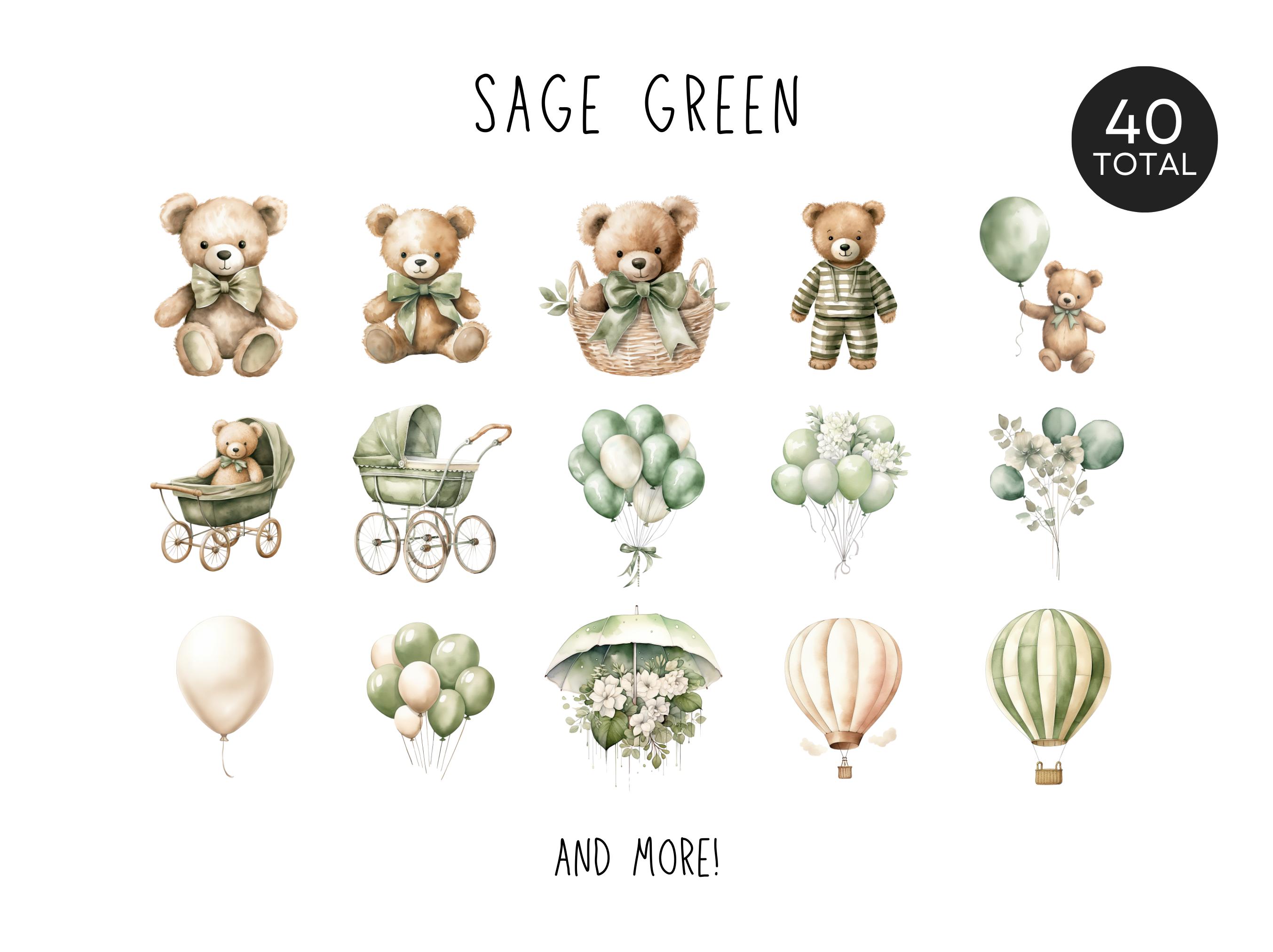 Watercolor Teddy Bear Clipart Bundle, Neutral Boho Nursery, Baby Shower ...