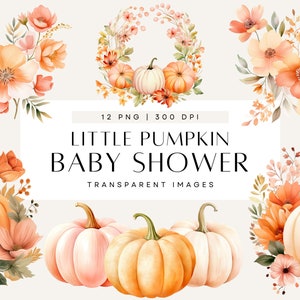 Clipart Baby Shower Piccola Zucca, Una Piccola Zucca È In Arrivo, Ghirlanda Floreale Rosa, Fogliame Di Fiori, Uso Commerciale, PNG Trasparente
