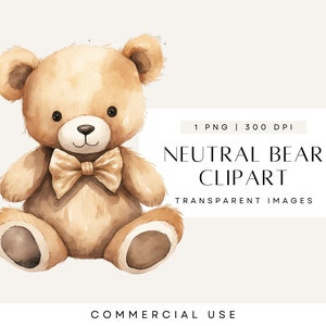 Orsetto vintage, Clipart baby shower, Clipart carino orsetto, Genere neutro, Download digitali, Uso commerciale, PNG trasparente