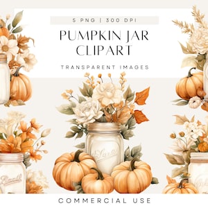 Clipart numérique citrouille d'automne, citrouille et fleurs séchées, fleurs séchées, mariage automne, Faire-part, aquarelle, usage commercial, Boho