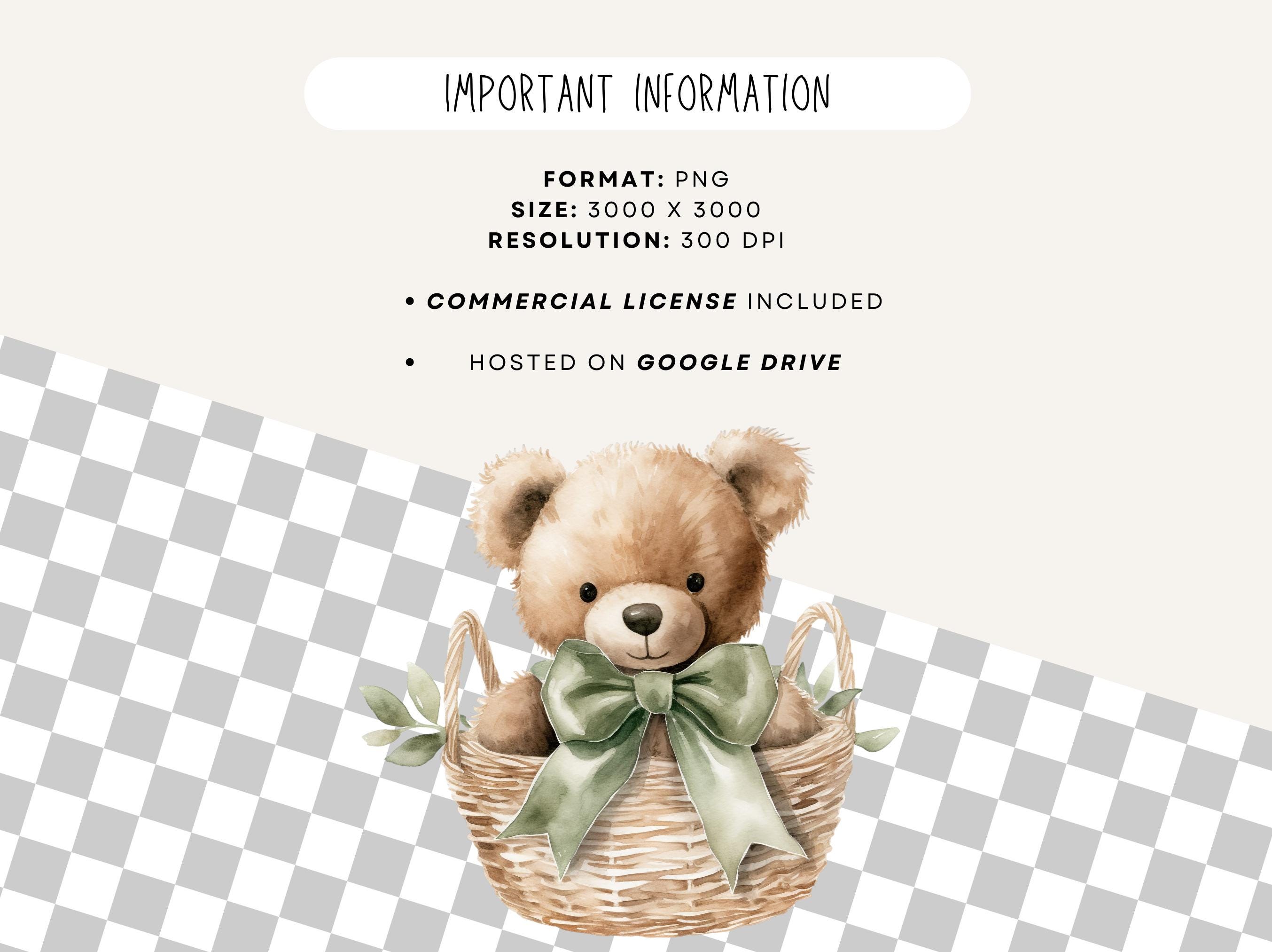 Watercolor Teddy Bear Clipart Bundle, Neutral Boho Nursery, Baby Shower ...