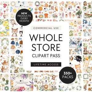 Pacchetto clipart per l'intero negozio, pass clip art con accesso completo, intero negozio, pacchetto PNG definitivo, uso commerciale, licenza inclusa, passato e futuro