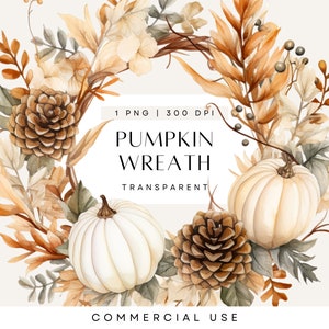 Couronne florale d'automne Clipart automne, mariage Boho, invitation aquarelle, Invitation rustique, PNG Transparent, Clipart unique, usage Commercial