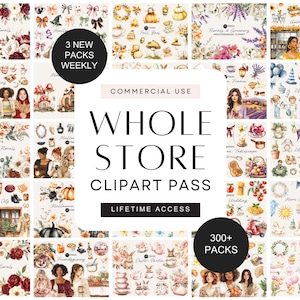 Whole Store Bundle Clipart, All Access Clip Art Pass, Entire Shop, Ultimate PNG Bundle, Commercial Use, License Included, Past And Future