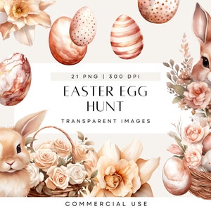 Aquarell rosa Ostereier Clipart, Osterhase, Frühling Clipart, gemütliche Ostereiersuche, digitale Aufkleber, transparente PNG, kommerzielle Nutzung