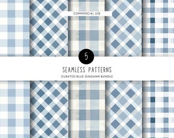 Gingham Blue and White Texture Clipart, Check Backgrounds, Seamless Pattern, PNG Clip Art, Commercial use, Pastel Gingham Digital Paper