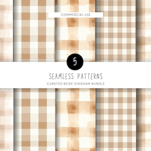 Clipart con texture a quadretti beige e bianco, sfondi a quadri, motivo senza soluzione di continuità, clipart PNG, uso commerciale, carta digitale a quadretti pastello