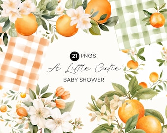 Little Cutie Clipart, Watercolor Orange Clipart, A Little Cutie Is On The Way, Citrus Clip Art, Greenery, Commercial Use, Transparent PNG