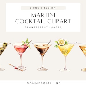 Clipart di cocktail a colori ad acqua, cocktail esclusivi per segnaletica nuziale, cartello per drink esclusivo Espresso Martini, clipart di invito a nozze, PNG