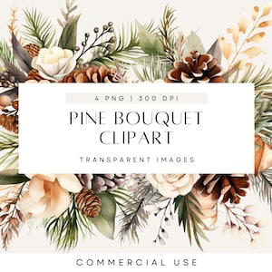 Kerst bloemen elementen clipart, groen illustraties, dennenappel, bloemstuk, bruiloft aquarel, transparante png, commercieel gebruik
