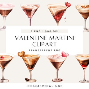 Clipart Espresso Martini, Caffè di San Valentino, Cocktail di San Valentino, Martini acquerellati, Bevanda esclusiva, Cocktail PNG, Uso commerciale