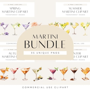 Cocktail Drink Bundle Clipart, Cocktail acquerellati, Cocktail d'autore, Analcolici, Bevande stagionali, Uso commerciale, PNG trasparente