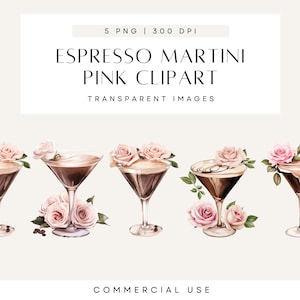 Espresso Martini Clipart, Aquarell Martinis, Kaffee-Cocktail, Signature Drink Schild, Hochzeit Beschilderung Cocktails, PNG, kommerzielle Nutzung