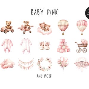 Watercolor Teddy Bear Clipart Bundle, Neutral Boho Nursery, Baby Shower ...