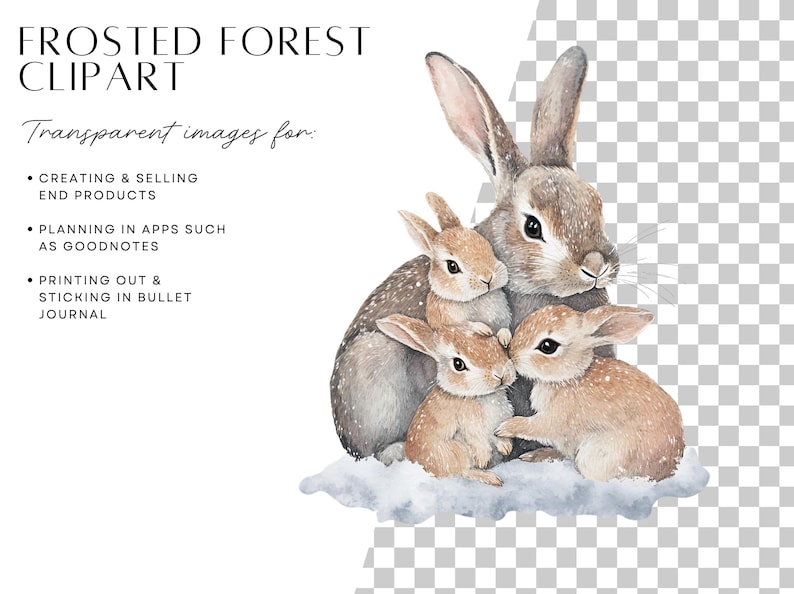 Winter Woodland Clipart | Frosted Forest Watercolor Animals & Scenery ...
