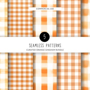 Gingham Orange and White Texture Clipart, Check Backgrounds, Seamless Pattern, Neutral Clip Art, Commercial use, Pastel Digital Paper