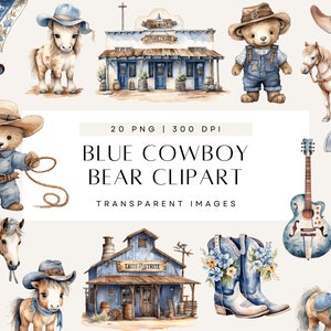 Clipart de bebê cowboy aquarela, aquarela de pequeno cowboy, oeste selvagem, botas de cowboy azuis, chá de bebê para menino, uso comercial, transparente