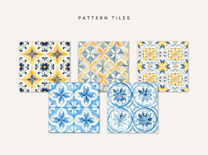 Mediterranean Tiles Clipart, Greece Pattern, Seamless Paper, Texture ...