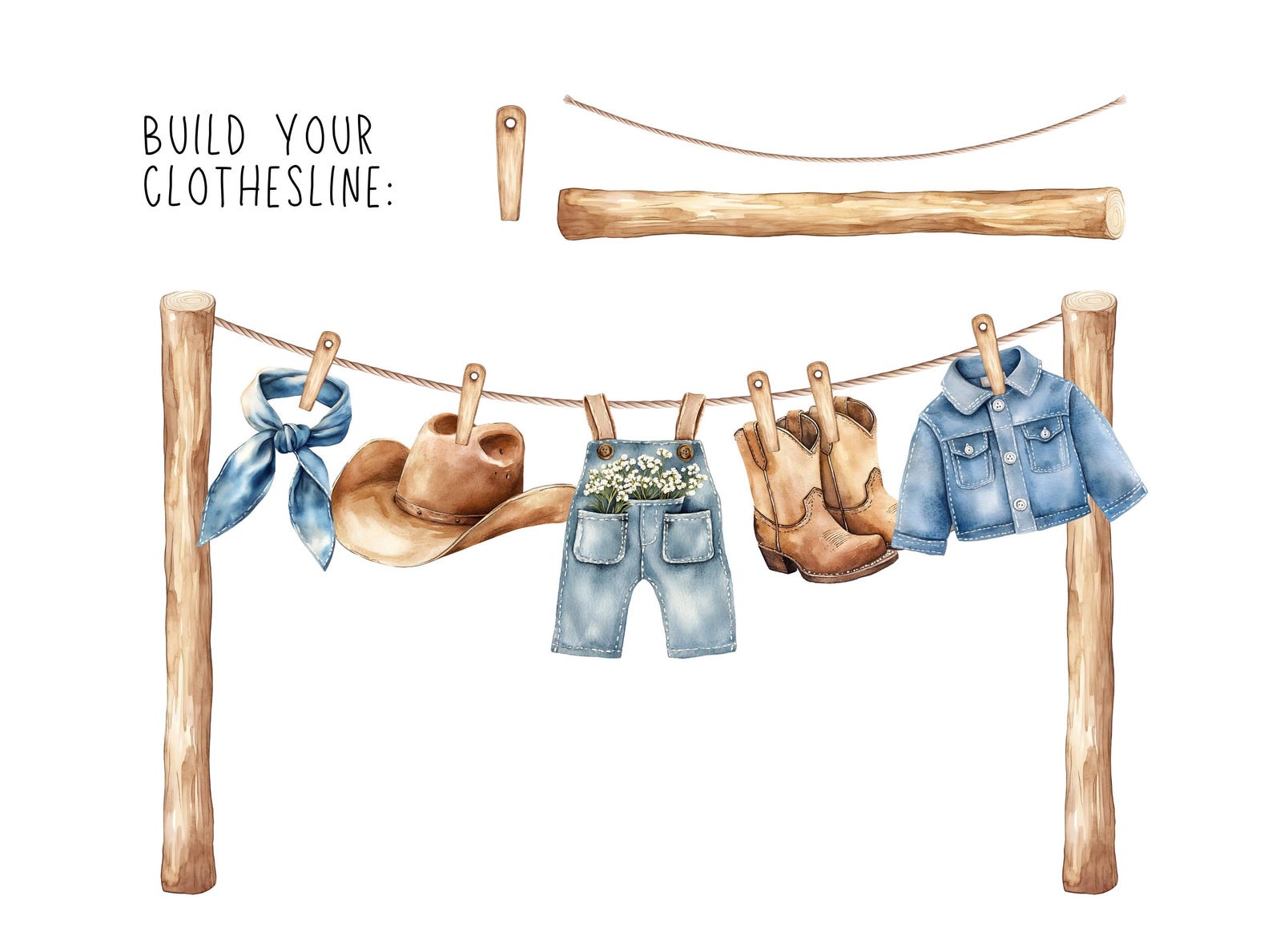 Blue Jean Baby Clipart | Denim Baby Clothes, Baby Shower Clothesline ...