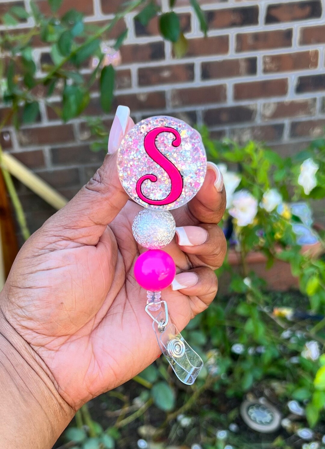 Monogram Badge Reel, ID Holder, Badge Reel, Badge Holder, Nurse,cma, Medical, Work Badge, Custom