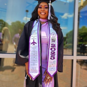 Luxury Personalized Graduation Stole Class of 2026 | Custom Satin Trim Stole with Name, School Quote |Premium Handmade Graduation Stole Gift