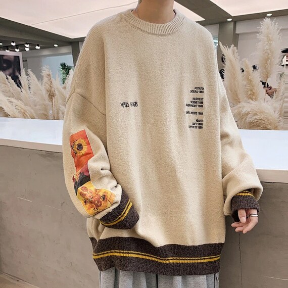 Van Gogh Sweater Oversized Vintage Sweater Hip Hop - Etsy