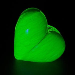 Vaseline Uranium Glass Heart Art Deco Bohemian Yellow Glass Collectible Figurine Art Glass Unique Gift for Her