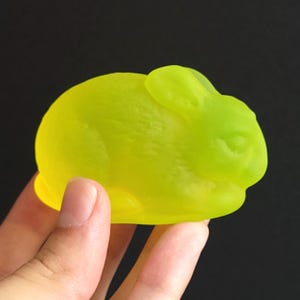 Vaseline Uranium Glass Rabbit Small Yellow Frosted Glass Figurine Art Deco Lover Gift