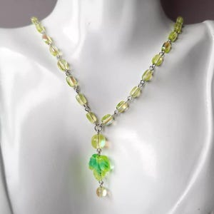 Vaseline Glass Necklace Czech Glass Beads Uranium Glass Jewelry for Women Gift Idea for Women